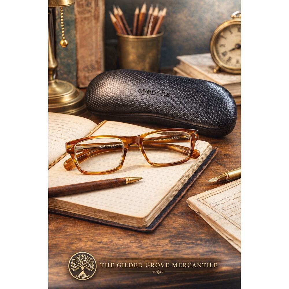 Eyebobs Roy D 2890 04 Readers Tortoise Brown Rectangle +2.00 Handmade Case
